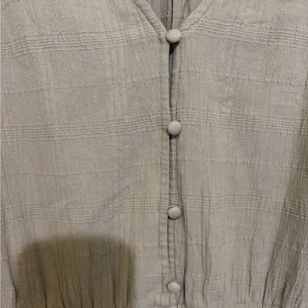 Lucky Brand Gauze Cotton Sage Midi Maxi Dress Tiered Hem Cottage Boho SZ 14-16 - Picture 5 of 13